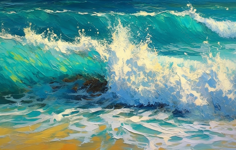 油画中的蓝色海洋波浪,插画/手绘图,插画/手绘图库,插画/手绘图下载,插画/手绘